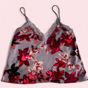 Purple and Red Floral Lace Tank‎ Top